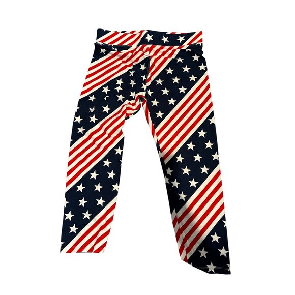 🇺🇸 Runway Ready Couture Red, White & Blue Leggings – Size L 🇺🇸 (270) - Picture 1 of 6